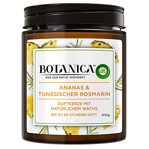 Botanica by Air Wick Duftkerze – Duft: Ananas & Rosmarin – Nachhaltig hergestellt mit natürlichen Inhaltsstoffen – 500 g Kerze im Glas, 3185468, rosa-Tiger von Botanica by Air Wick