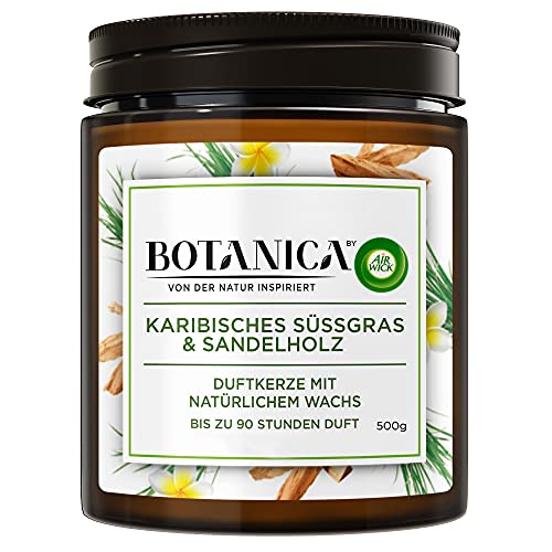 Botanica by Air Wick Duftkerze – Duft: Süßgras & Sandelholz – Nachhaltig hergestellt mit natürlichen Inhaltsstoffen – 500 g Kerze im Glas, 3185467, Braun von Botanica by Air Wick