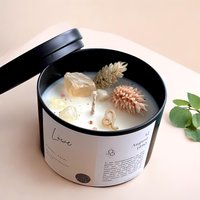 Kerze Sternzeichen Löwe Duftkerze Mit Personalisiertem Geburtsdatum Blüten Und Citrin Edelsteinen Sternzeichenkerze Zum Geburtstag Soja von BotanicalGlowCandles