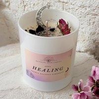 Soul Healing Kerze Kristallkerze Mit Obsidian & Mond Edelsteinen | Duftkerze Im Glas Weiß Geschenkidee Geburtstagsgeschenk Affirmation Soul Healing Kerze Kristallkerze Mit Obsidian & Mond Edelsteinen | Duftkerze Im Glas Weiß Geschenkidee Geburtstagsgeschenk Affirmation von BotanicalGlowCandles