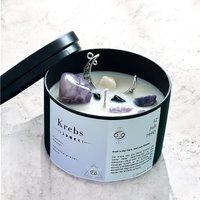 Sternzeichen Krebs Kerze Personalisierte Duftkerze Mit Geburtsdatum Sternzeichenkerze Amethyst Edelsteinen Geburtstagsgeschenk von BotanicalGlowCandles