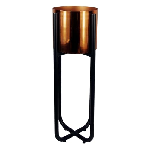 Botanik Hoher schwarzer Ständer mit Kupfer-Metall-Pflanzgefäß, 62 x 18 cm Botanik Hoher schwarzer Ständer mit Kupfer-Metall-Pflanzgefäß, 62 x 18 cm von Botanik