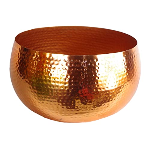 Botanik XL Metallschale Übertopf 32 x 20 cm, gehämmert, kupferfarben, gerader Rand von Botanik