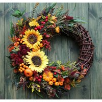 Lebendige Sonnenblume Tür Kranz Blumendekor Für Housewarming Geschenk Im Freien Lebendige Sonnenblume Tür Kranz Blumendekor Für Housewarming Geschenk Im Freien von BotanikaStudio