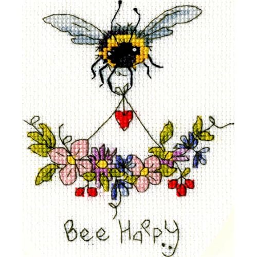 Bothy Threads Grußkarte Kreuzstich Set Bee Happy, Zählmuster, XGC25, 9x13cm von Bothy Threads