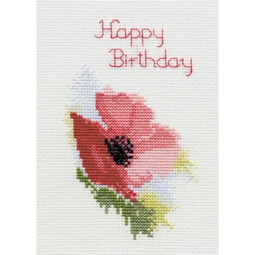 Bothy Threads Grußkarte Kreuzstich-Set Mohn, 9x13.3cm, DWCDG01, Zählmuster von Bothy Threads