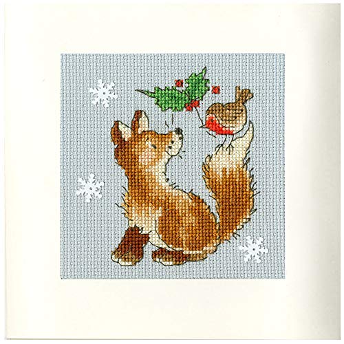 Bothy Threads Grußkarte Kreuzstich-Set Weihnachtsfreunde, 10x10cm, XMAS29, Zählmuster von Bothy Threads
