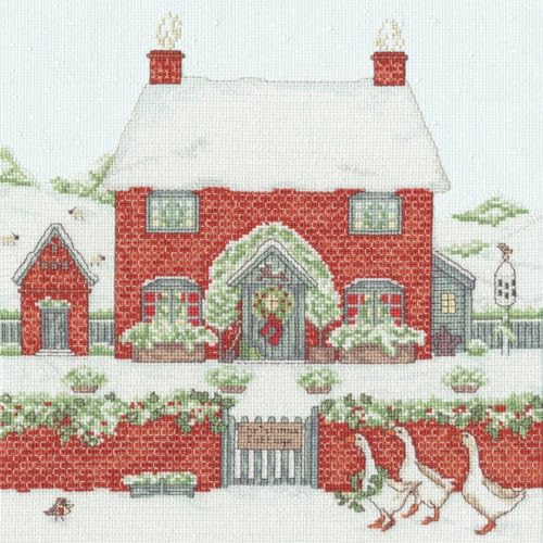 Bothy Threads Kreuzstich Set mit Zählmuster Landgut: Weihnachtshäuschen, multifarbig von Bothy Threads