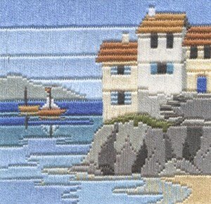 Bothy Threads Langstich-Set Headland Hütten, 11x11cm, DWSLS1, Zählmuster von Derwentwater Designs