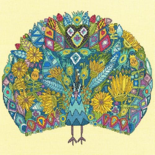 Bothy Threads Kreuzstich Set mit Zählmuster Juwelenbesetzter Pfau von Bothy Threads