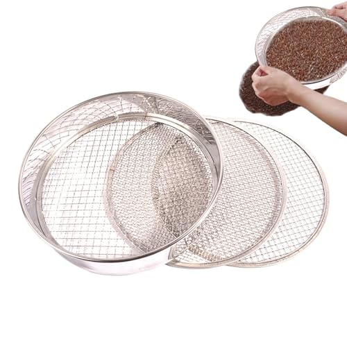 3 Stück Durchwurfsieb für Erde | 25cm Rostfreies Gartensieb Erde | 3mm/6mm/9mm Kompostsieb für Erde Und Steine | Feinmaschiges Erdsieb aus Metall für Den Bauerngarten von Botiniv