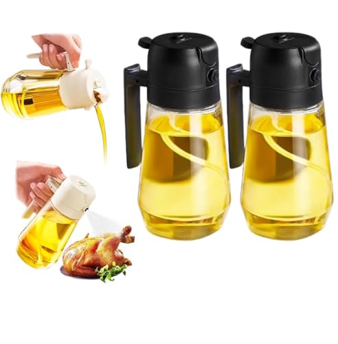 Botiniv 2 in 1 Multifunktions Ölflasche | 470 Ml Olivenöl Spray | Oil Dispenser Aus Glas für Die Küche | Auslaufsicheres Essig Öl Sprühflasche zum Grillen In Der Luftfritteuse von Botiniv