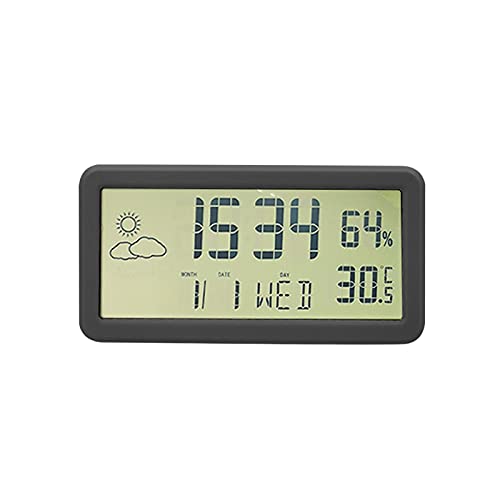 Botiniv Digitaler Wecker LED Großes Display Digitale Desktop-Wanduhr Batteriebetriebener 12/24H Schlummermodus mit Zeitkalender Temperaturanzeige für Schlafzimmer (Schwarz) von Botiniv