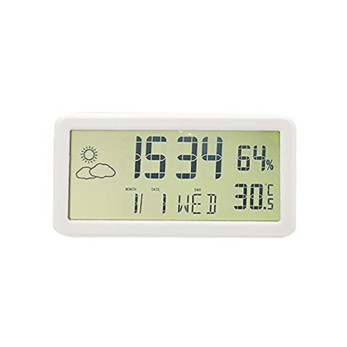 Botiniv Digitaler Wecker LED Großes Display Digitale Desktop-Wanduhr Batteriebetriebener 12/24H Schlummermodus mit Zeitkalender Temperaturanzeige für Schlafzimmer (Weiß) von Botiniv