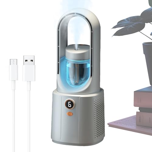 Botiniv Lüfter Ohne Rotor Für Schlafzimmer,Tragbare Ventilatoren Mit Kühlluftfunktion | Luftkühler Leise Coole Gadgets 6 Geschwindigkeiten Luftbefeuchter für Büro Reise Zuhause Küche Wohnung von Botiniv