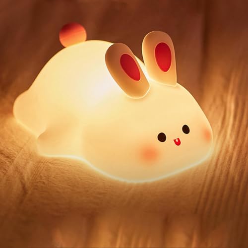 Botiniv Rabbit Nachttischlampe Kinder | 5,6 Zoll Big Face Bunny Animals Lampe | USB Wiederaufladbare Tier Lampe mit 3 Helligkeit Einstellung | Nachtlicht Baby für Schlafzimmer Dekor von Botiniv