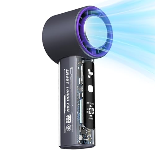 Botiniv Wiederaufladbarer Handventilator,Tragbarer Handventilator Persönliche Kühlung - LED Display 100 Stufen Batteriebetriebene Praktische Gadgets für Wandern Camping Reisen Outdoor Angeln Picknick von Botiniv