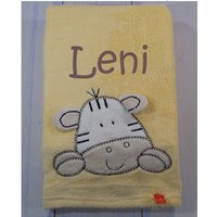 Botobaby - Babydecke Mt Namen Und Geburtsdatum Bestickt 75x100 cm Personalisiert Geschenk Taufe 802026 Gelb -Zebra von BotoBaby