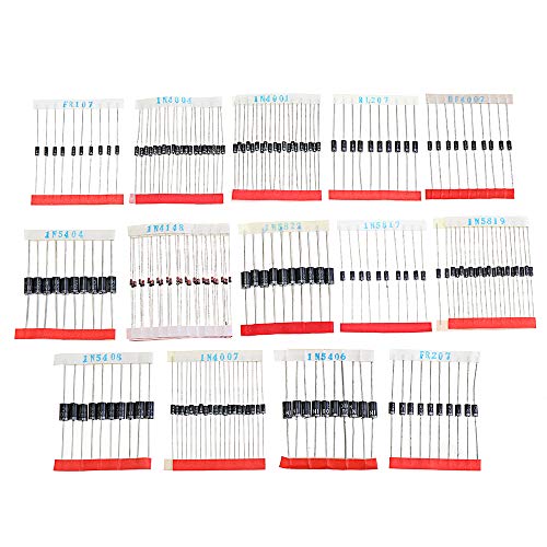 BouBou 200-teiliges schnell schaltendes Schottky-Dioden-Set 1N4001 1N4004 1N4007 1N5408 Uf4007 Fr207 1N5817 1N5819 1N5822 1N4148 Rl207 von BouBou