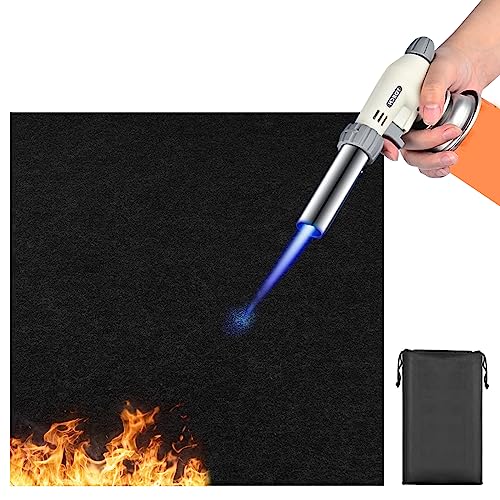 BouGPeng Feuerfeste Unterlage 50x50 cm Hitzebeständigkeit Brandschutzmatte 5mm Carbonfilz Feuerfeste Matte Hitzeschutzmatte Hitzebeständig Brandschutzmatte für Gasgrill Bodenschutz(Schwarz) von BouGPeng