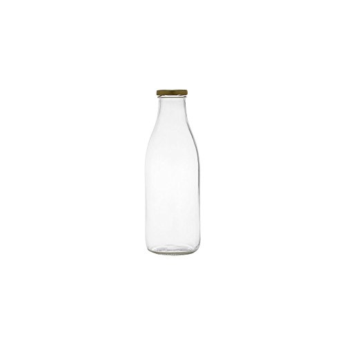 Korken, jocondienne 1425 Flasche Saft-Glas transparent und Deckel Gold 8,5 x 8,5 x 26 cm 1 l von Bouchonnerie Jocondienne
