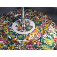 Hutschenreuther Chintz Tidbit Tablett Mit Footed Metal Pedestal Und Center Handle von BougainvilleaLane