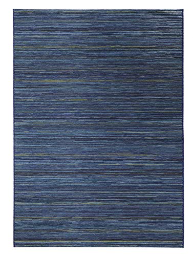 NORTHRUGS In- und Outdoor Teppich Lotus 120x170cm - Flachgewebe Wetterfest Modernes Streifen Design für Balkon Terrasse Wintergarten Küche Esszimmer Badteppich Wohnzimmerteppich Wasserfest in Blau von NORTHRUGS