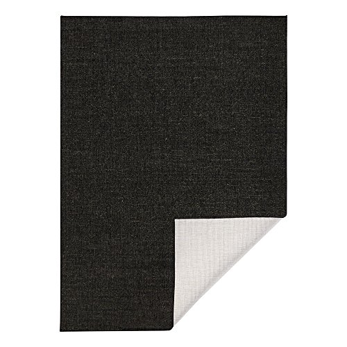 NORTHRUGS In- und Outdoor Teppich Miami 160x230cm - Wendeteppich Wetterfest Modernes Unifarben Design Läufer für Balkon Terrasse Garten Wintergarten Wohnzimmerteppich Wasserfest in Schwarz Creme von NORTHRUGS