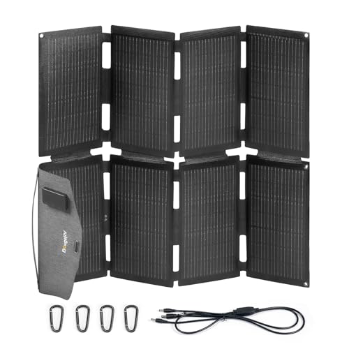 BougeRV 100W ETFT Faltbares Solarpanel, Fiberglas 270°, 2 kg, Tragbares Solarmodul mit DC/USB-C/USB-A Ausgänge, Tragbares Solar Panel mit Carabiner, Kompatibel mit Handy, Tablette, Powerstation von BougeRV