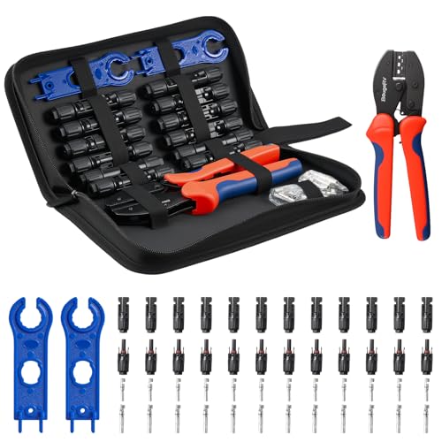 BougeRV Solar Crimper Tool Kit - Crimper, 12 Paar Steckverbinder, 2 Schraubenschlüssel für Solarpanel Kabel Montage und Installation von BougeRV