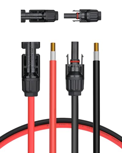 BougeRV Solarkabel 6mm² 1.8m mit PV Stecker Verbindungskabel balkonkraftwerk Photovoltaik Solarkabel Verlängerung 10 AWG Solarstecker IP67 Solarpanel PV Kabel 6mm2 1.8 Meter Rot + Schwarz 1 Paar von BougeRV