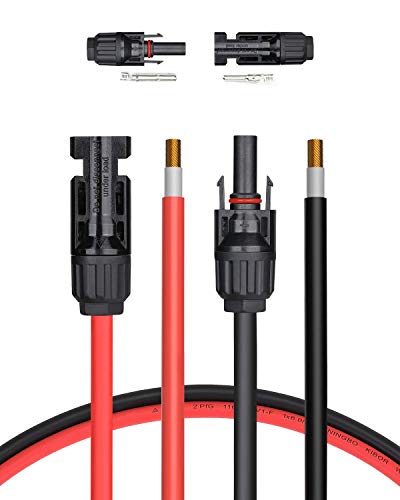 BougeRV Solarkabel 6mm² 3m mit PV Stecker IP67 Verbindungskabel Photovoltaik Solarkabel Solarstecker 10AWG Solarpanel PV Kabel 6mm2 3 Meter Rot + Schwarz 1 Paar Balkonkraftwerk von BougeRV