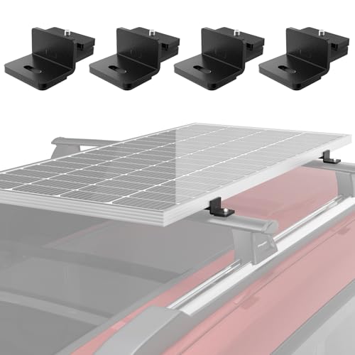 BougeRV Solarzellen-T-Nut-Befestigungsset, passend für Auto-Querstangen mit T-Schiene, um die meisten 100- bis 200-Watt-Solarmodule zu sichern, robuste Solarmodul-Dachträger-Montagehalterungen für von BougeRV