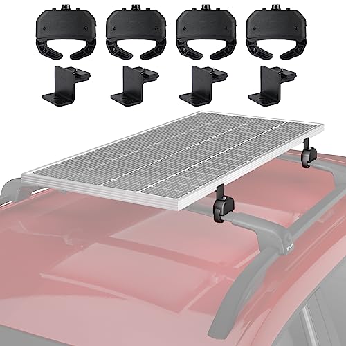 BougeRV Sonnenkollektor-Krabben-Montageset für Autos mit Querstangen, Dachträgerklemmen, passend für die meisten Gepäckträger ohne Bohren, 100 bis 200 Watt Solarmodul-Montagehalterungen, von BougeRV