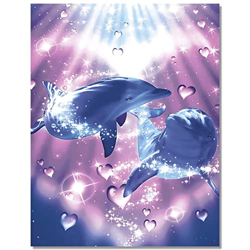 Bougimal 5D Diamant Painting Rosa Delfin, Diamant-Malerei für Erwachsene Decoration Geschenk, 40X50cm von Bougimal