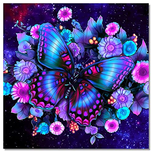 Bougimal 5D Diamant Painting Schmetterling und Blume, Diamant-Malerei für Erwachsene Decoration Geschenk, 40X40cm von Bougimal