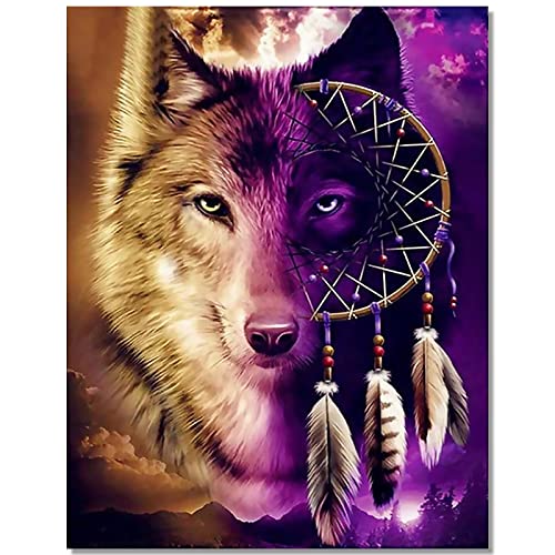 Bougimal 5D Diamant Painting Wolfskopf, Diamant-Malerei für Erwachsene Decoration Geschenk, 40X50cm von Bougimal