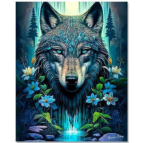 Bougimal 5D Diamant Painting Dschungel Wolf für Erwachsene Decoration Geschenk, 40x50cm von Bougimal