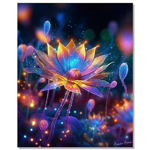 Bougimal 5D Diamant Painting Glühende Blume für Erwachsene Decoration Geschenk, 40x50cm von Bougimal