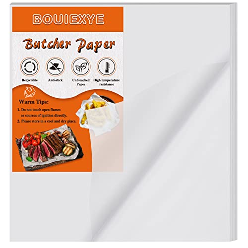 BOUIEXYE 50 Stück Weiß Metzgerpapier Einweg Metzgerpapier Blätter 12x12 Zoll Quadratisches Fleischblatt Vorgeschnittenes Metzgerpapier Kein Wachs Metzgerpapier zum Verpacken von Fleisch Sublimation von Bouiexye