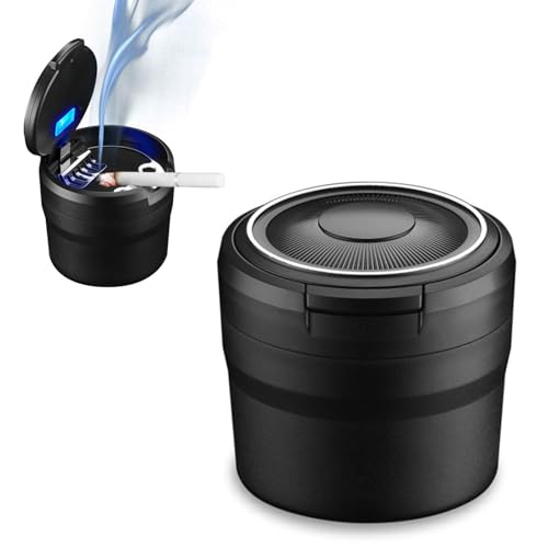 Auto-Aschenbecher mit LED-Licht, selbstlöschendes Design, abnehmbarer Deckel, leicht zu reinigen, rauchfreier Zylinder für Reisen, Camping und Outdoor-Gebrauch – Perfekt für Autos und Lieferwagen von Bouncy