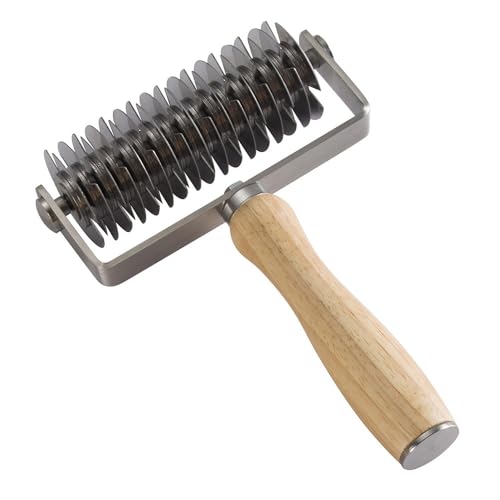 Bouncy Ausstechform aus Edelstahl und Holzgriff, Gittermuster, 19,5 x 13,5 cm, 375 g, ideal für Kekse, Kuchen und mehr von Bouncy