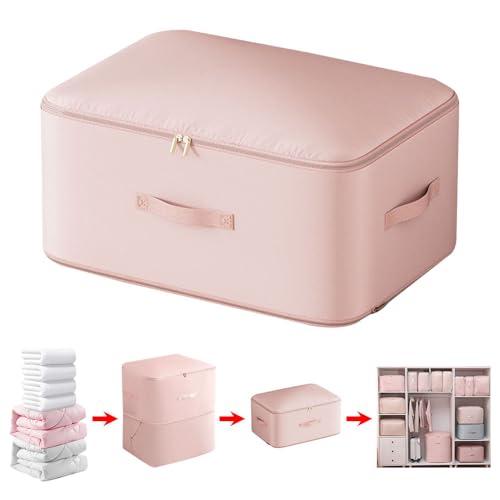 Faltbare Ultra Platzsparende Selbstkomprimierender Organizer, 2024 Neuester Komprimierender Beutel für Bettdecken, Kleidung und Decken, Bewegliche Schwerlast-Aufbewahrungstasche(Rosa) von Bouncy