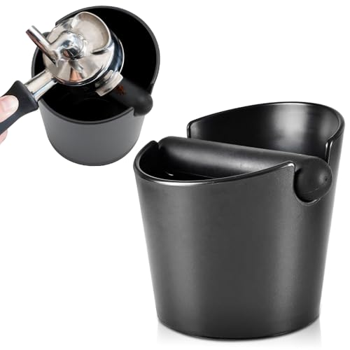 Kaffeeklopfbox 4,8 Zoll - Kaffeesatzeimer mit abnehmbarer Metallstange, Barista Zubehör für Kaffeemaschinen - Stoßdämpfender, rutschfester Boden (Schwarz) von Bouncy
