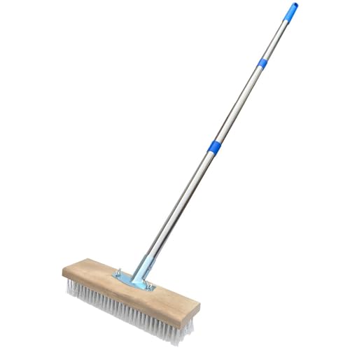 Robuster Edelstahl-Drahtbesen mit Teleskopstiel (130CM), ideal zum Entfernen von Unkraut, Moos, Algen und hartnäckigen Flecken – perfekt für Terrasse, Deck, Garten und Garagenreinigung. von Bouncy