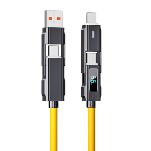 Tragbares Multi-Ladegerät-Kabel, 66 W mit LED-Display, Multi-USB-Ladekabel, USB A auf USB C auf USB C auf USB C/USB A auf USB C Schnellladung für iPhone X/11/12/13/14/15 von Bouncy