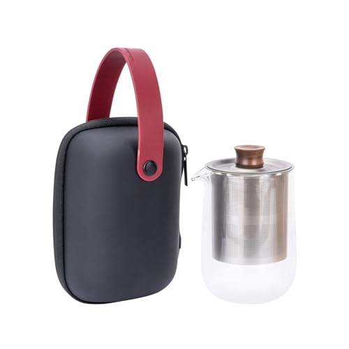 Boundless Voyage 250ml Doppelwandig Glas Teetasse Borosilikat Teebecher mit Titanfilter und Deckel Kaffee Teezubereiter, Infuserbecher für Zuhause und Outdoor Ti3140D von Boundless Voyage