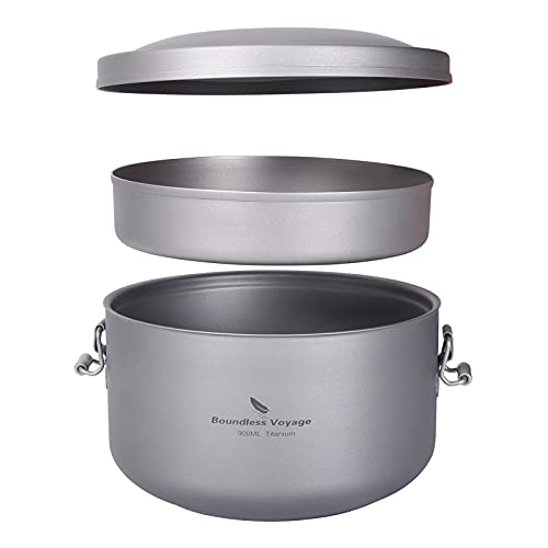 Boundless Voyage Outdoor Titan Lunchbox unbeschichtet Salat Suppe Schüssel mit Deckel getrennt mehrschichtige Büroarbeiter Bento Box Ti1095T von Boundless Voyage