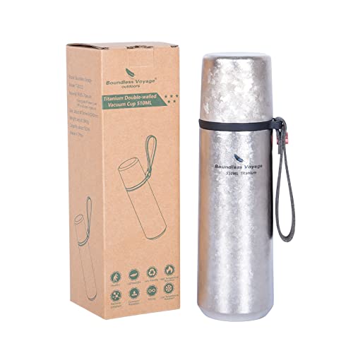 Boundless Voyage Titan vakuumisolierte Wasserflasche Doppelwand Vakuumbecher Outdoor Vakuumflasche hält heiß oder kalt (510 ml) Ti3011D von Boundless Voyage