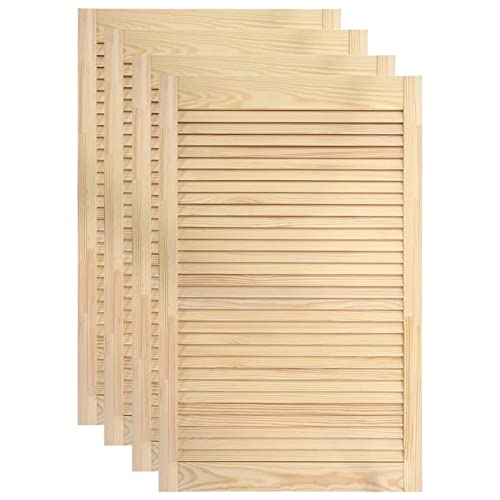 Bounv Lamellentüren 4er Pack Schranktür Möbeltür Offene Lamellen Holztür für Schränke Massivholz Kiefer 99,3x59,4 cm von Bounv